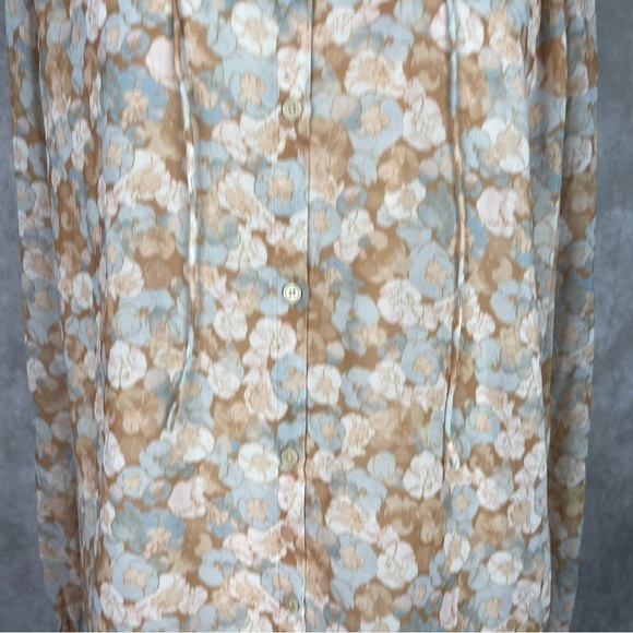 Wilfred x Aritzia Alexis Button-Up Ruffle Floral Chiffon Blouse Women's Size L - Picture 10 of 11